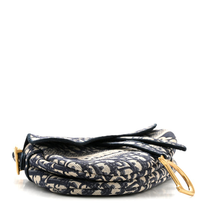Christian Dior Oblique Embroidered Saddle Bag Blue 4 of 14