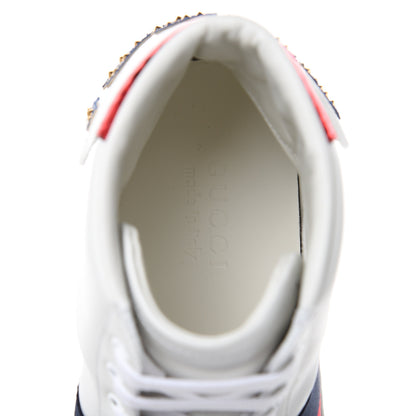 Gucci Calfskin Ayers Embroidered Web Mens Ace Removable Patches High Top Sneakers 6 White 7 of 9
