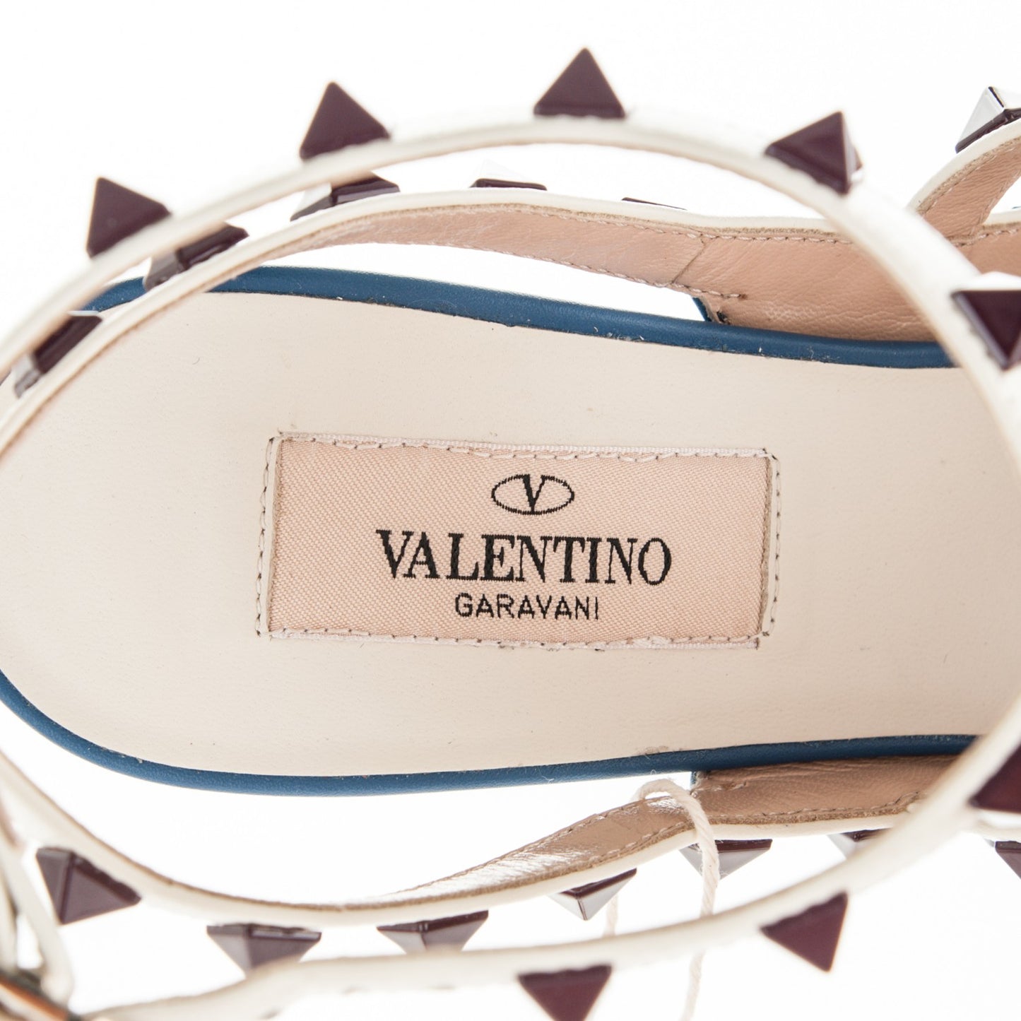 Nappa Rockstud Ankle Strap 100mm Pumps 37 Indaco Light Ivory
