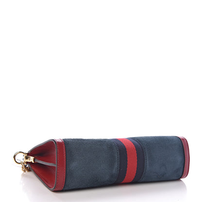 Gucci Suede Calfskin Web Small Ophidia Chain Shoulder Bag New Blue Romantic Cherry 4 of 10