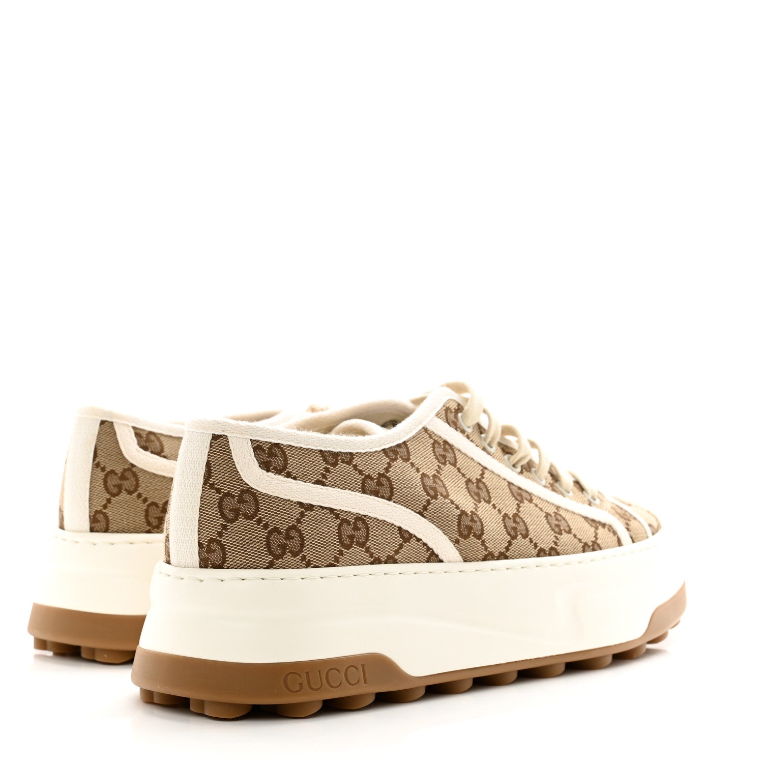 Gucci GG Monogram Mens 1977 Tennis Platform 52mm Sneakers 9 Beige Ebony Mystic White 4 of 7