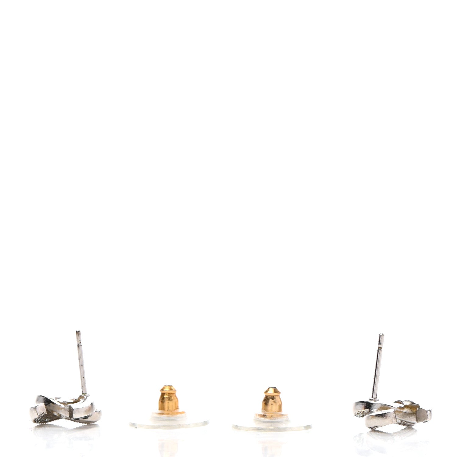 Chanel Ruthenium Crystal CC Earrings Silver Black 3 of 4