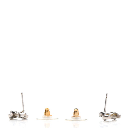 Chanel Ruthenium Crystal CC Earrings Silver Black 3 of 4