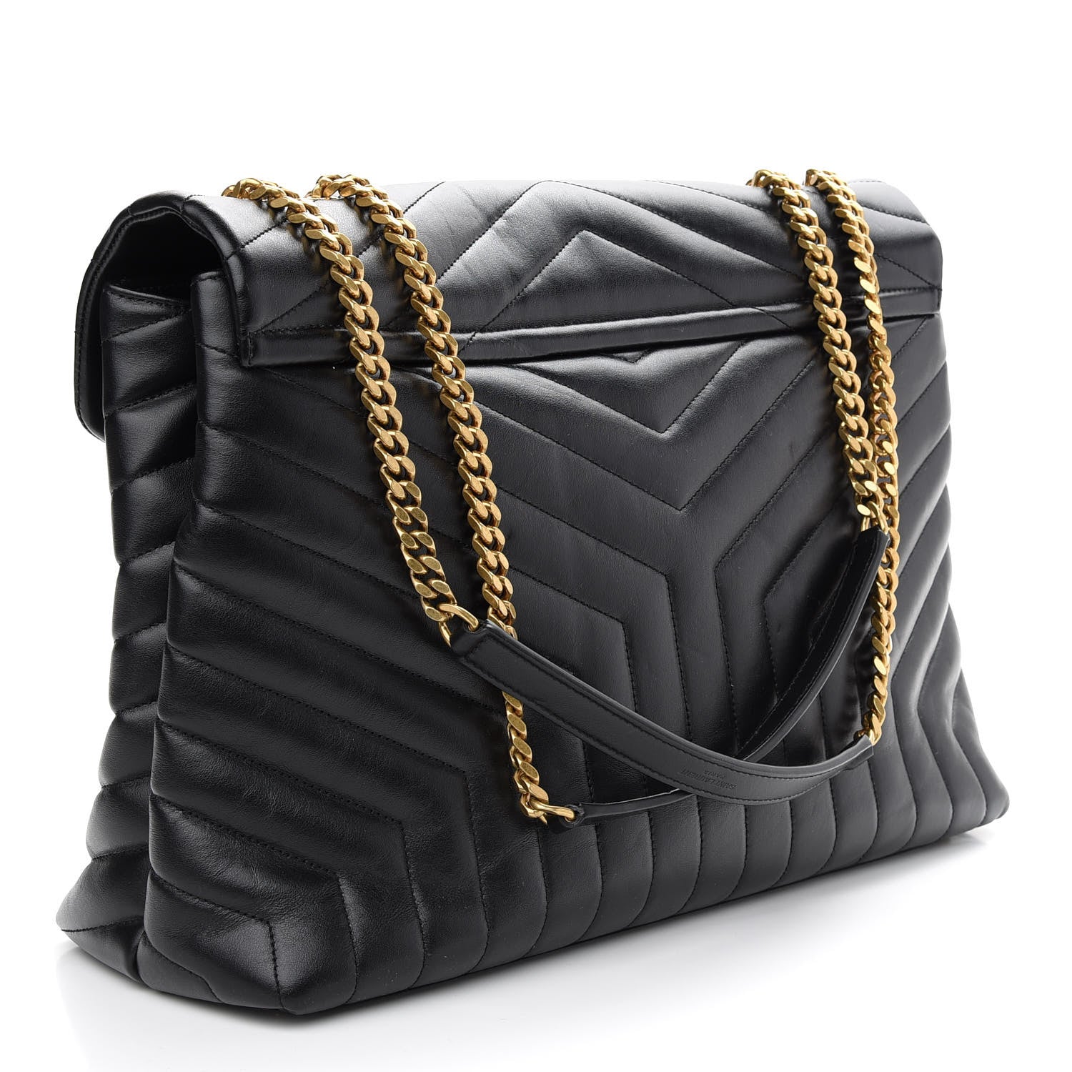 Saint Laurent Calfskin Y Quilted Monogram Large Loulou Chain Satchel Black 3 of 10