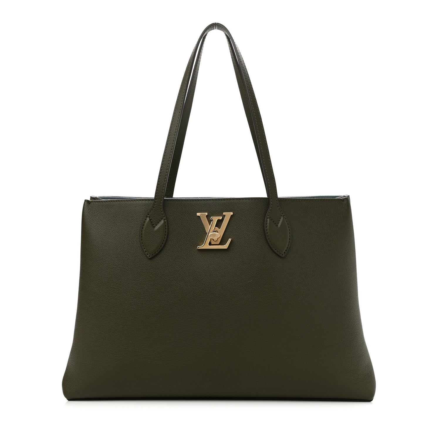 Grained Calfskin Lockme Shopper Kaki