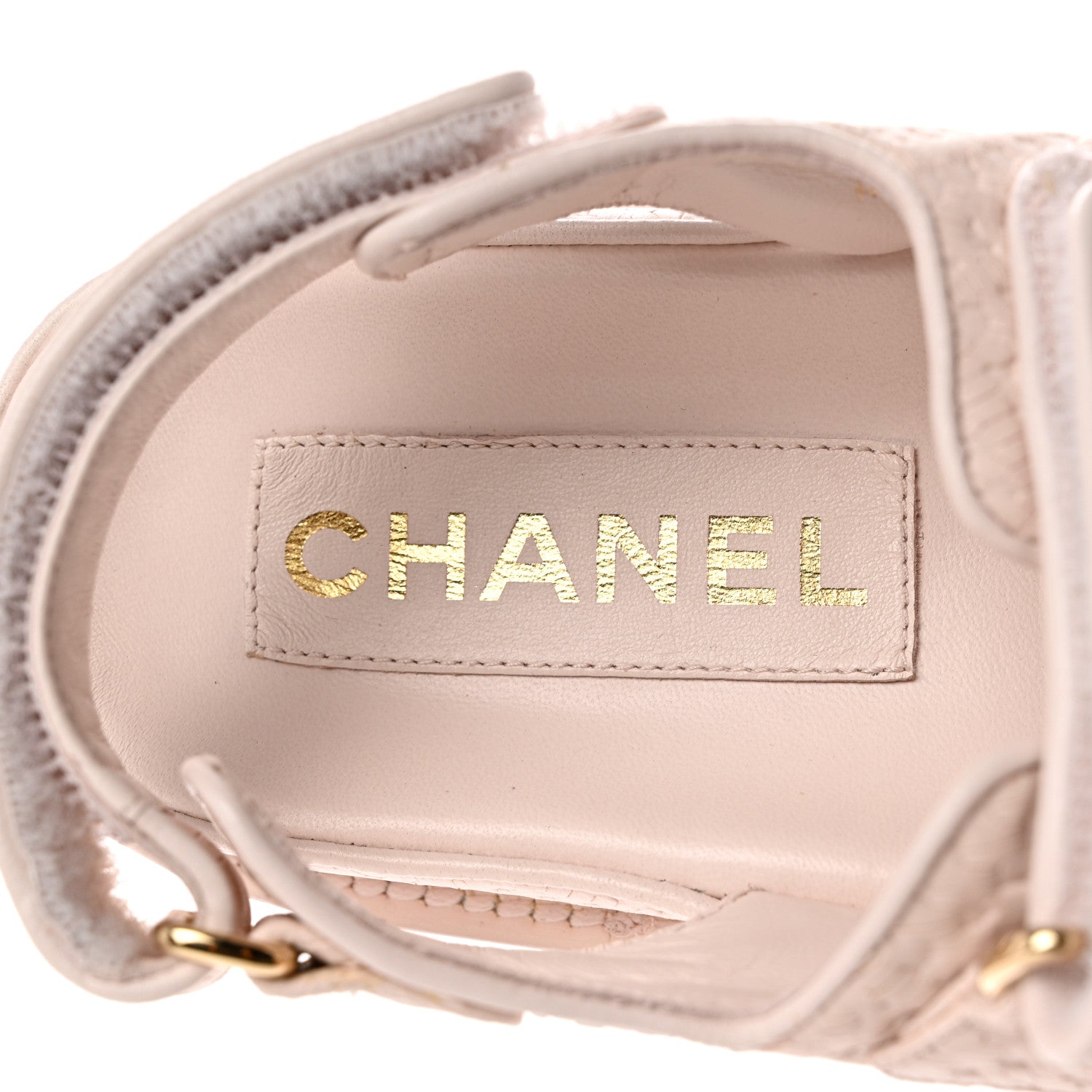 Chanel Calfskin Printed Velcro Dad Sandals 36 Pink 7 of 9