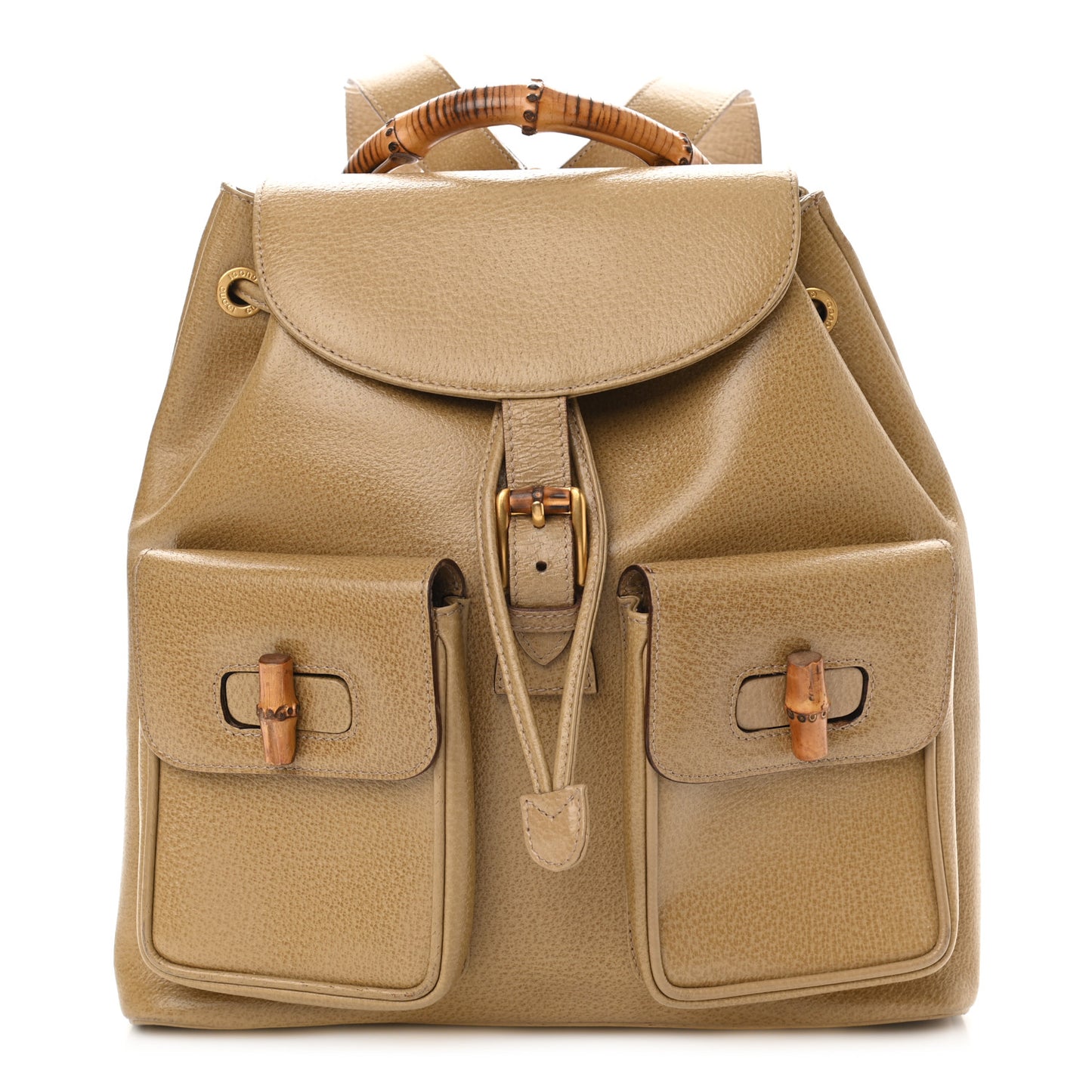Calfskin Bamboo Backpack Beige