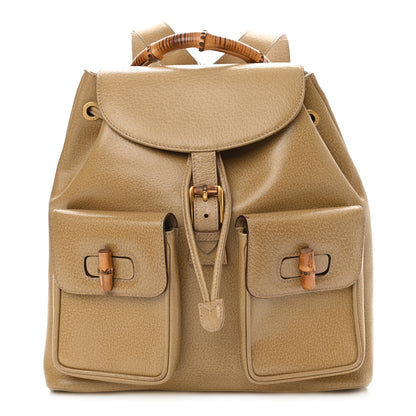 Gucci Calfskin Bamboo Backpack Beige 1 of 14