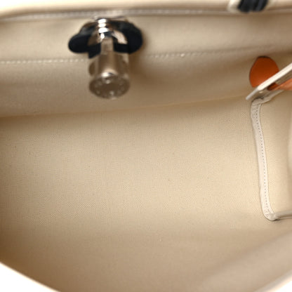 Hermes Military Toile Vache Hunter Horseshoe Herbag Zip Retourne 31 PM Beton Bleu Indigo 6 of 15