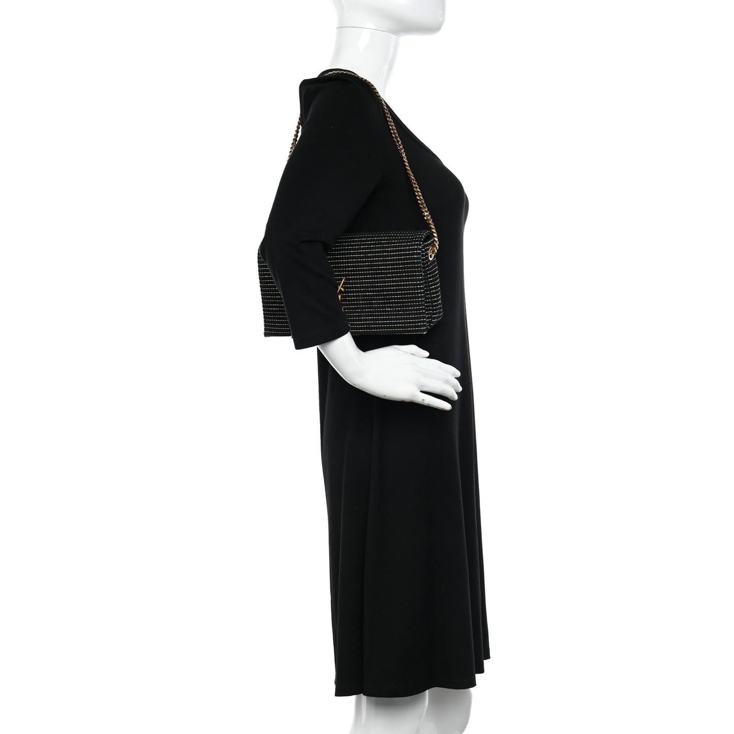 Suede Contrast Stitching Monogram Kate 99 Black