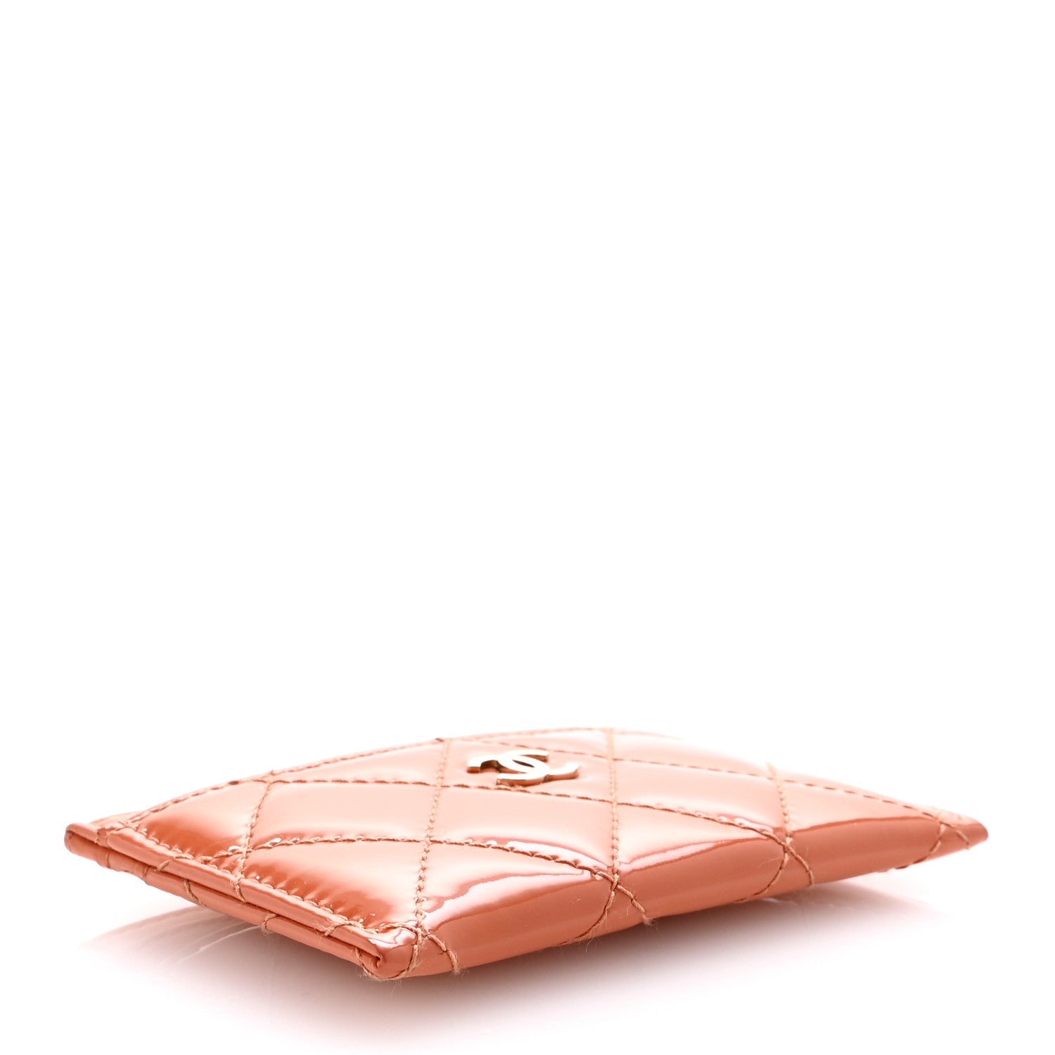 Chanel Patent Calfskin Quilted Card Holder Orange 4 of 9