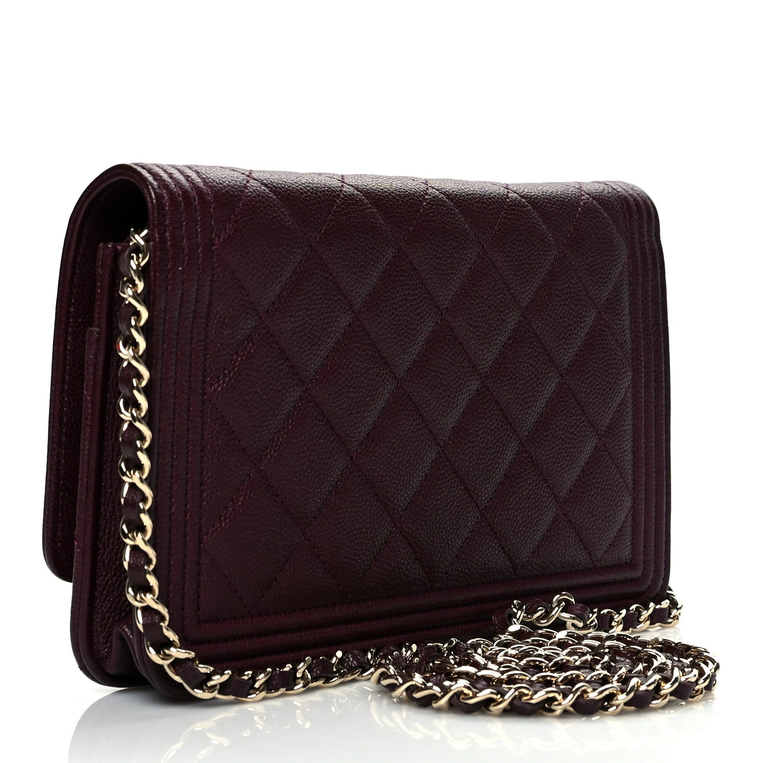 Chanel Caviar Quilted Boy Wallet On Chain WOC Dark Purple 2 of 9