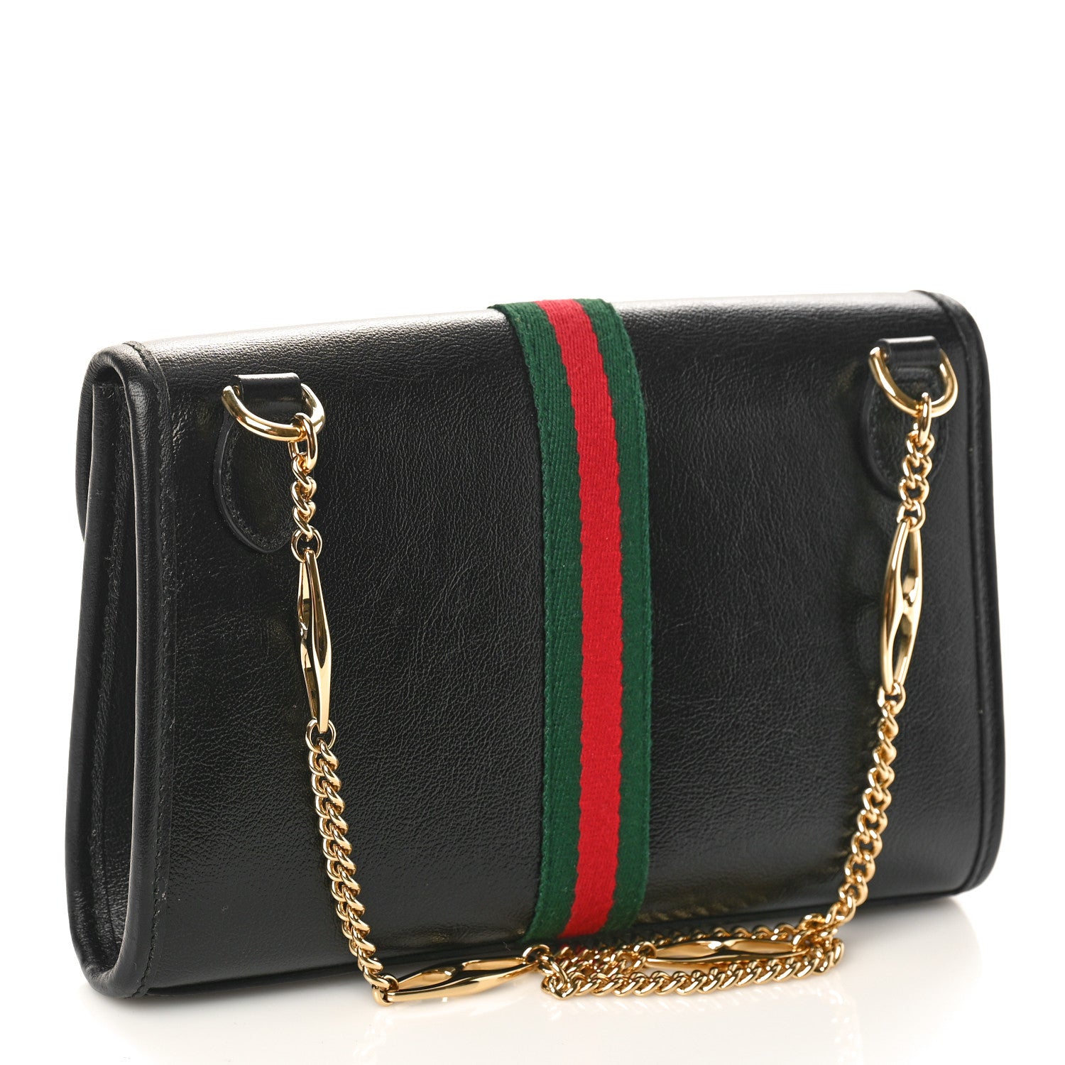 Gucci Textured Calfskin Web Small Rajah Slim Flap Shoulder Bag Black 2 of 11