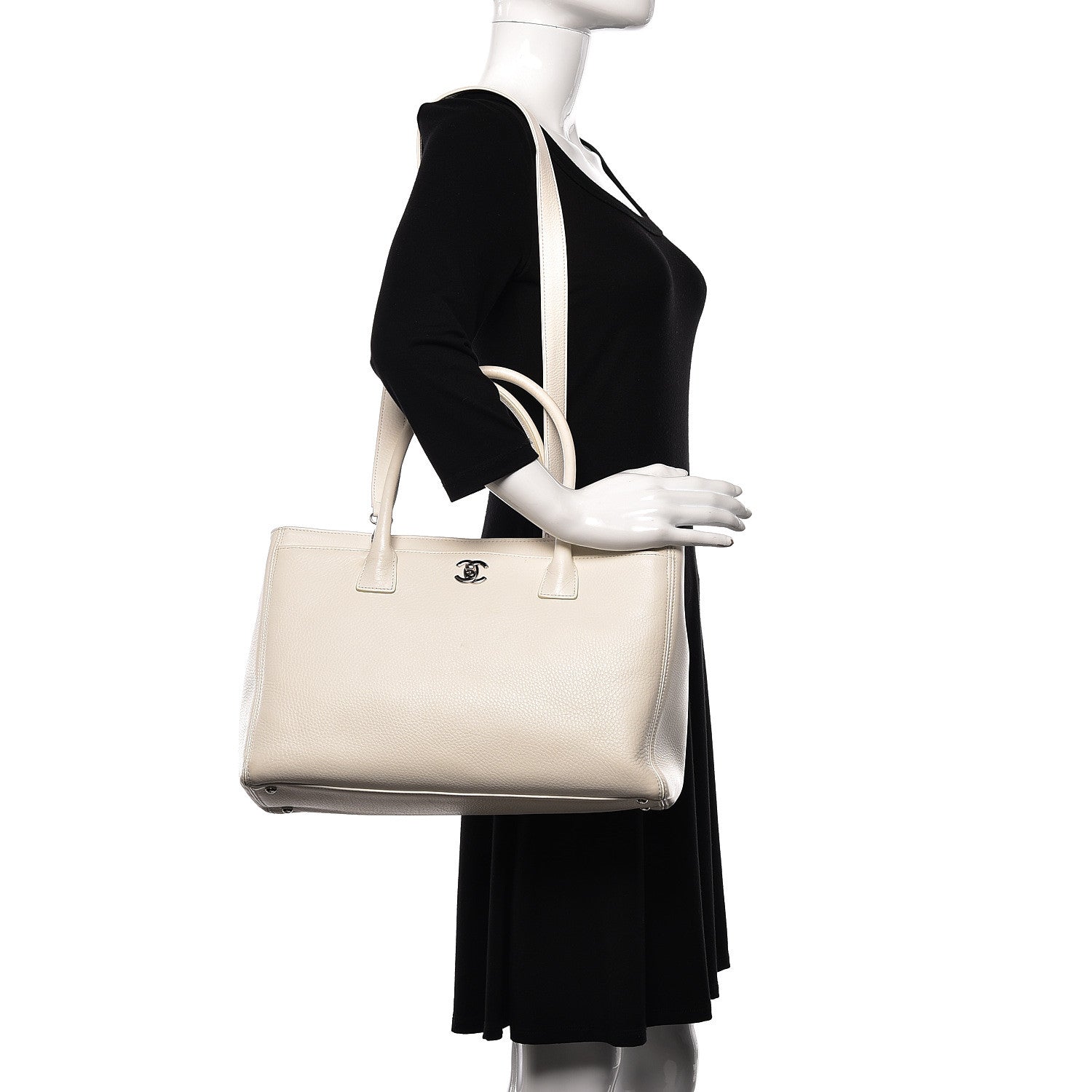 Chanel Calfskin Cerf Executive Shopper Tote White 2 of 18