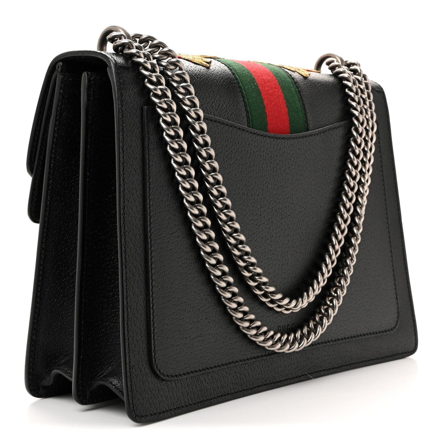 Gucci Calfskin Web Floral Embroidered Medium Dionysus Shoulder Bag Black 3 of 13