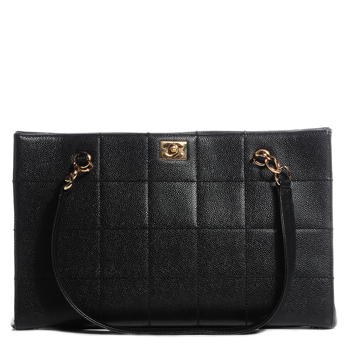 Caviar Square Stitched Shoulder Bag Black