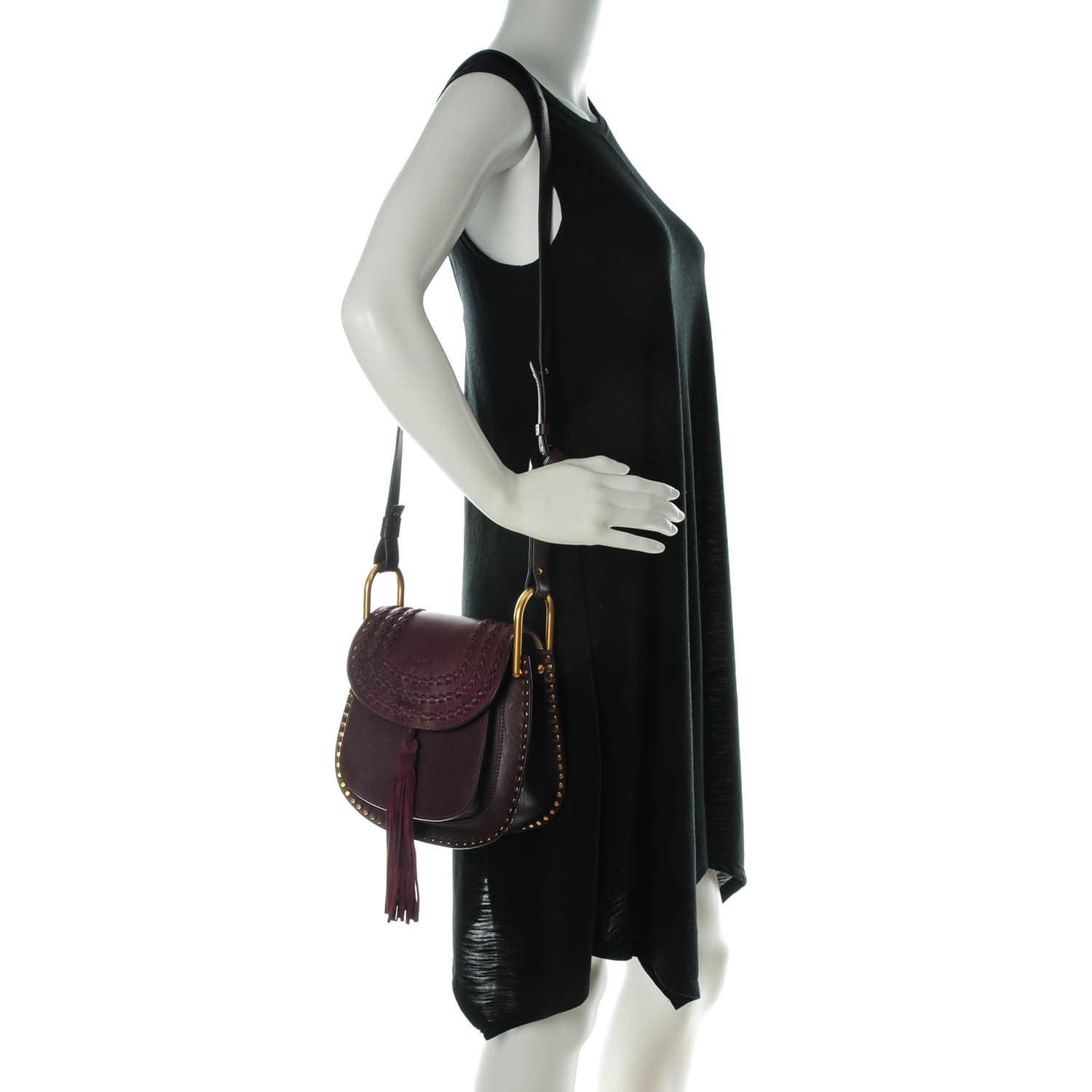Chloe Calfskin Braided Medium Hudson Shoulder Bag Dark Purple 2 of 7