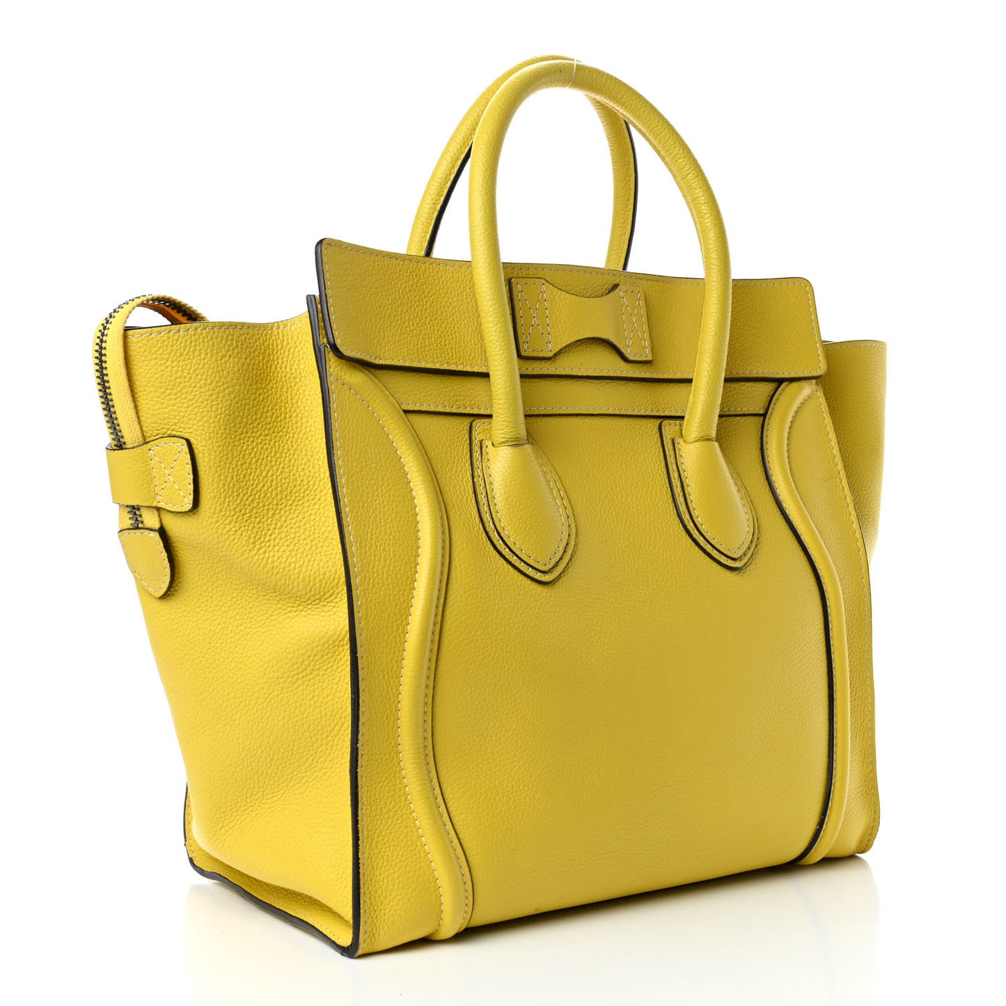 Drummed Calfskin Mini Luggage Citron
