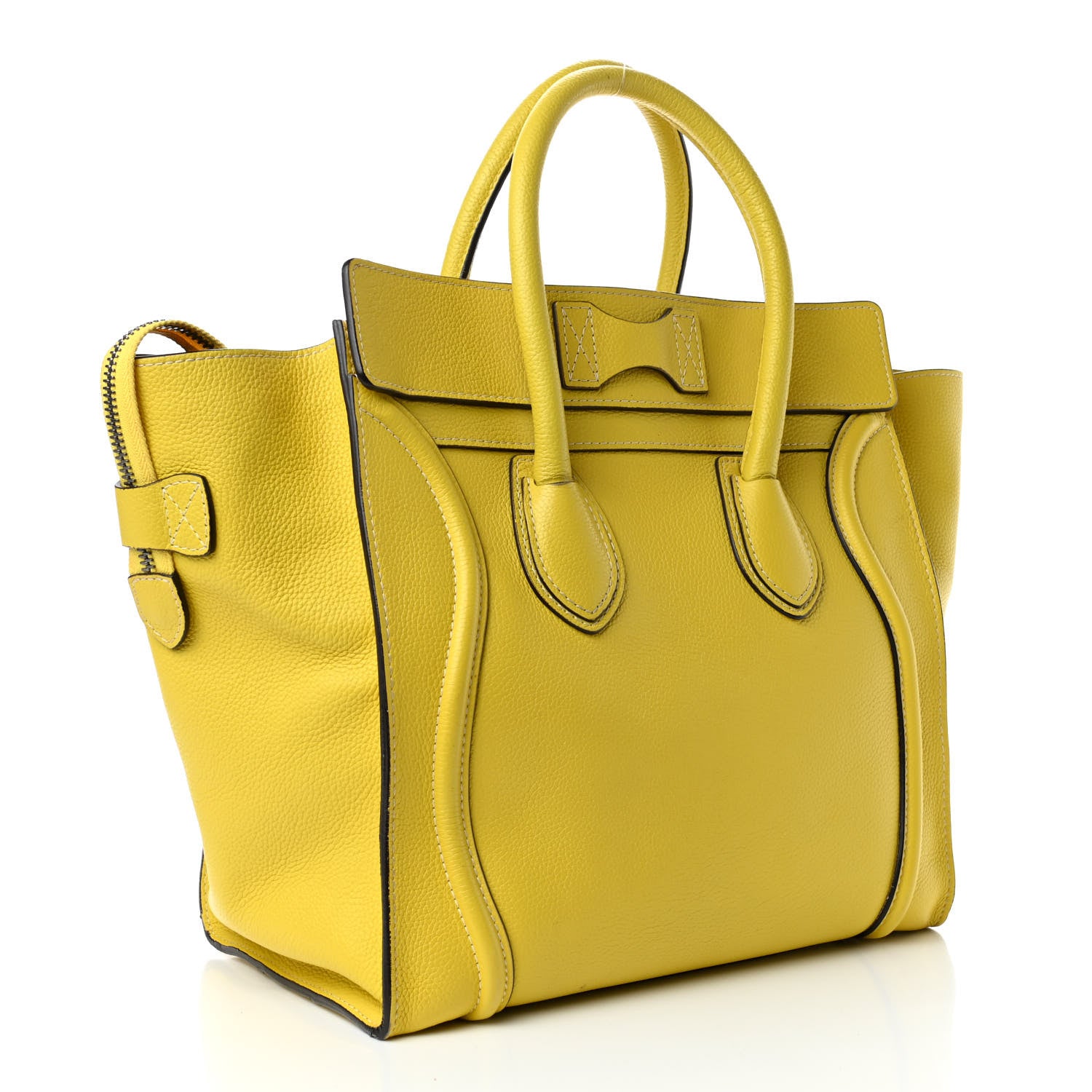 Celine Drummed Calfskin Mini Luggage Citron 2 of 4