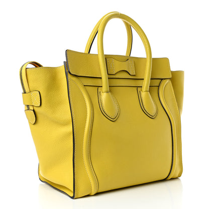 Celine Drummed Calfskin Mini Luggage Citron 2 of 4