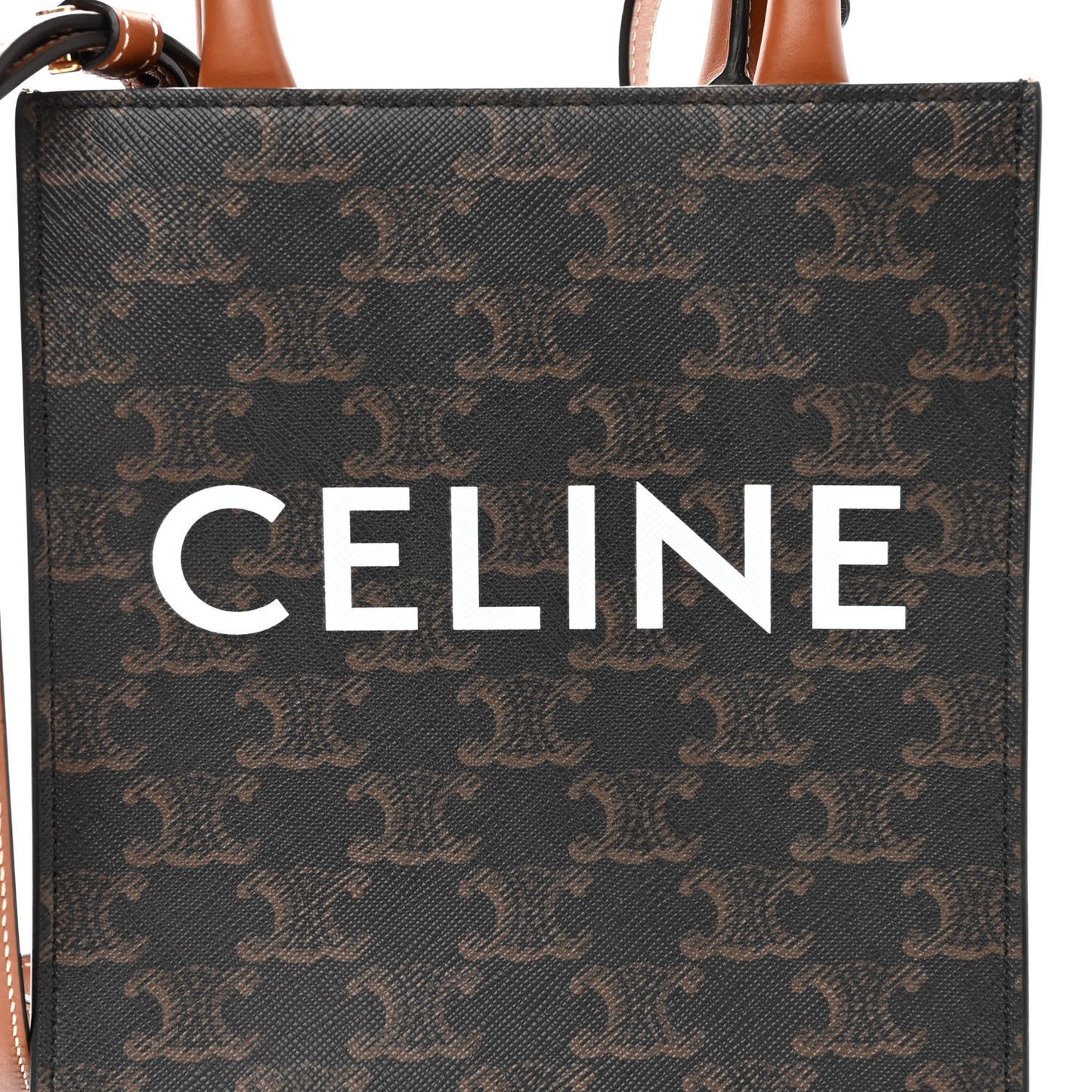 Triomphe Canvas Calfskin Mini Vertical Cabas Tan