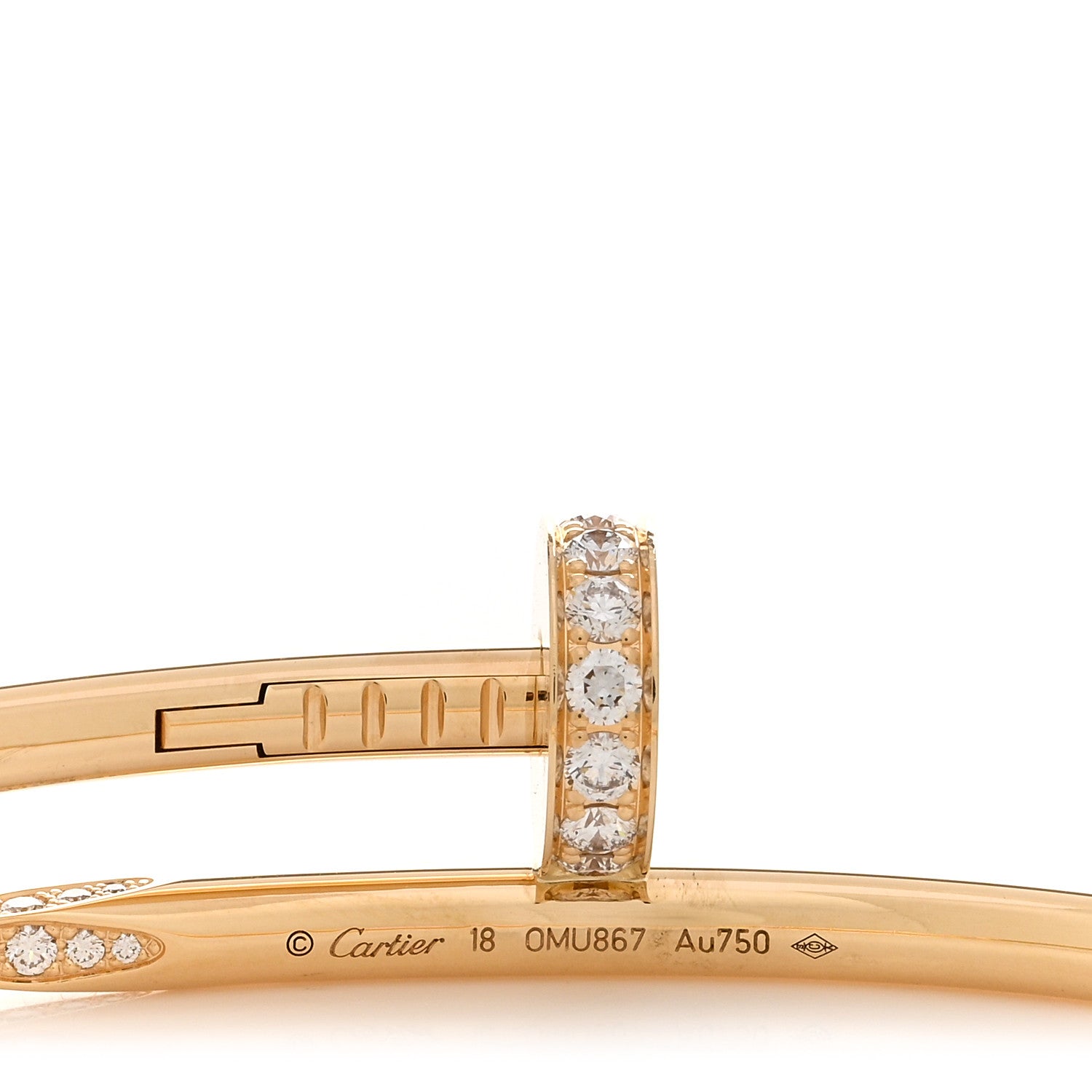 Cartier 18K Yellow Gold Diamond Juste Un Clou Bracelet 18 3 of 4