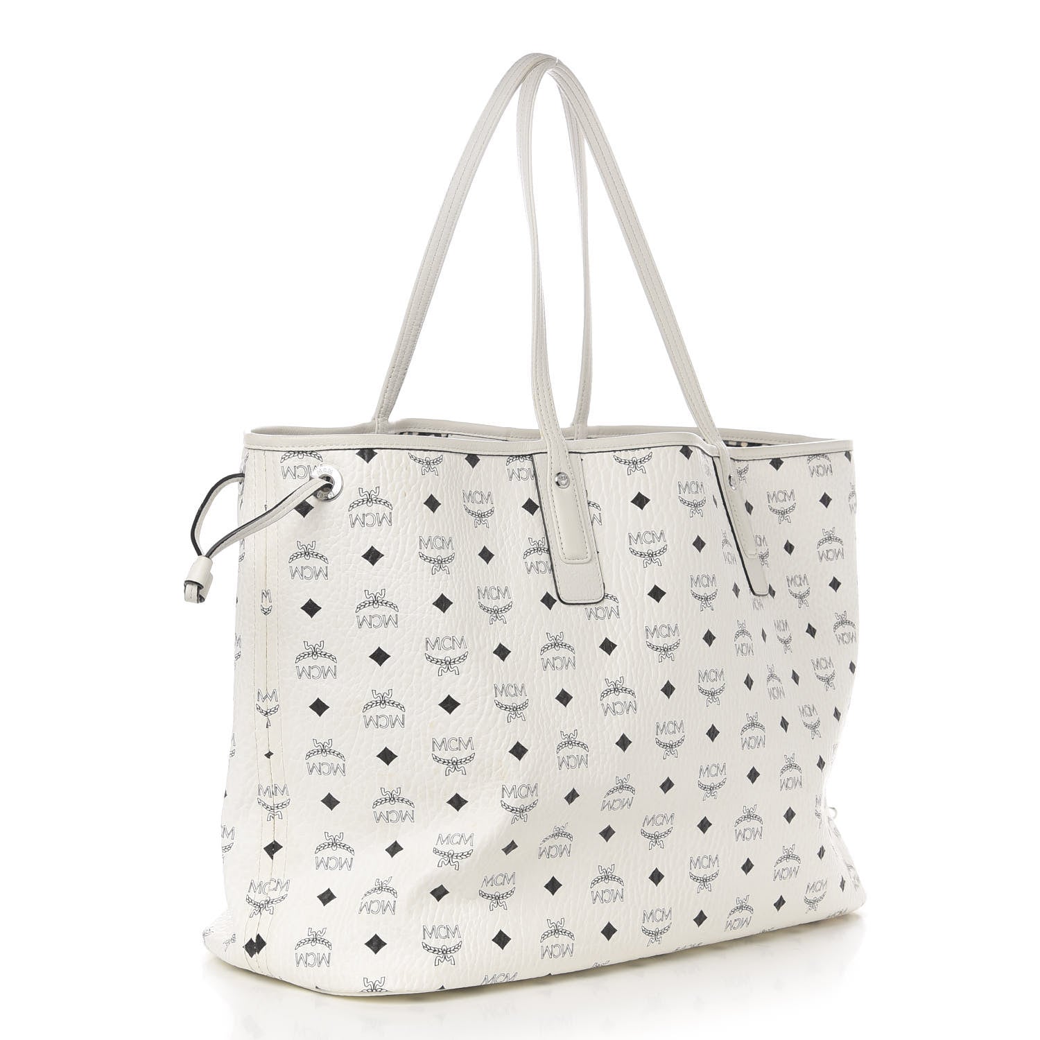 MCM Visetos Large Liz Reversible Shopper Tote White 5 of 14