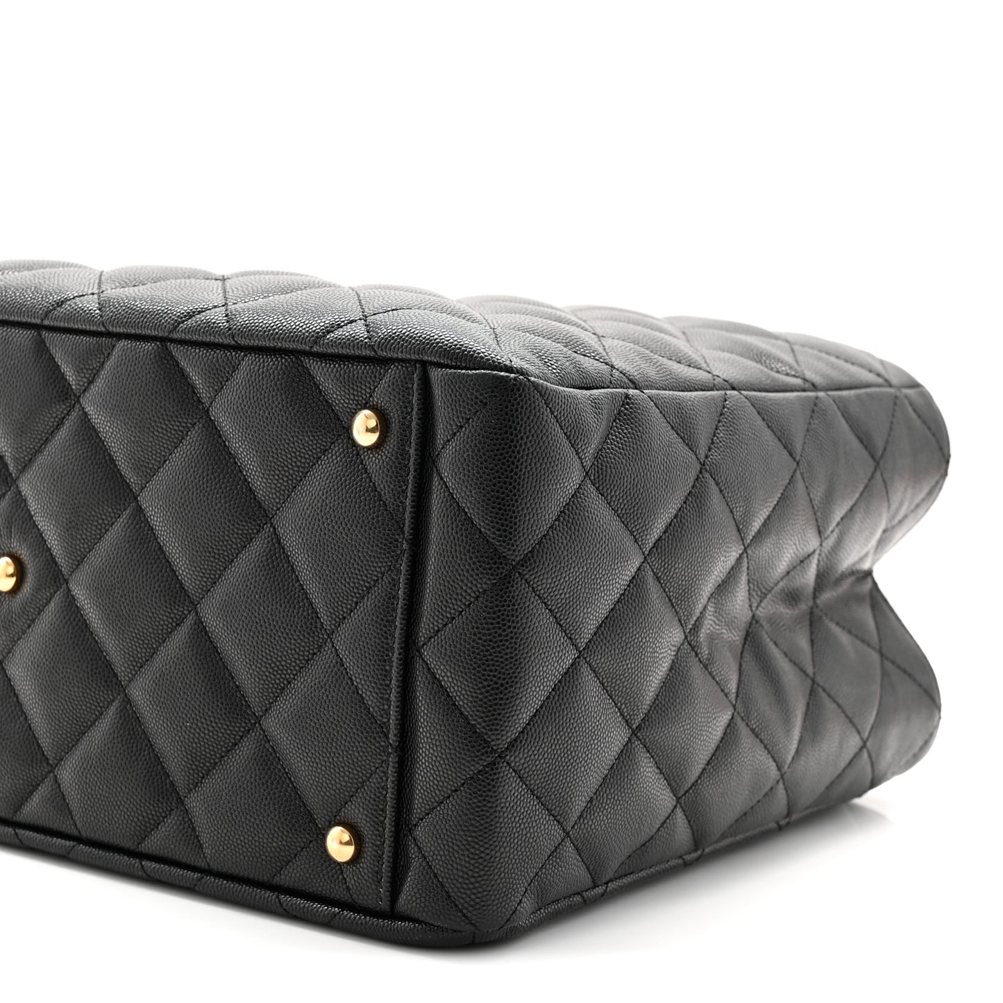 Caviar Quilted Small Shopping Tote Black