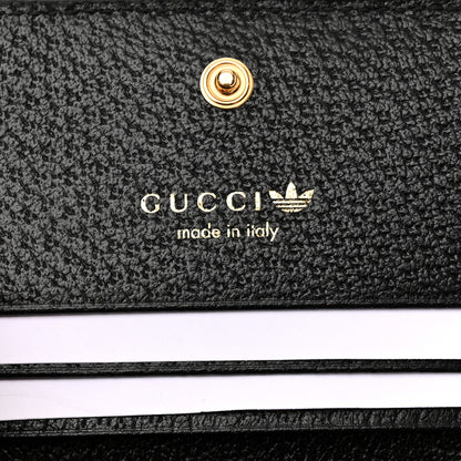 Gucci X ADIDAS Textured Dollar Calfskin Trefoil Horsebit 1955 Card Case Wallet With Strap Black Off White 6 of 10