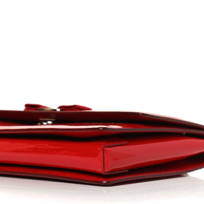 Salvatore Ferragamo Patent Ginny Vara Bow Shoulder Bag Red 9 of 13
