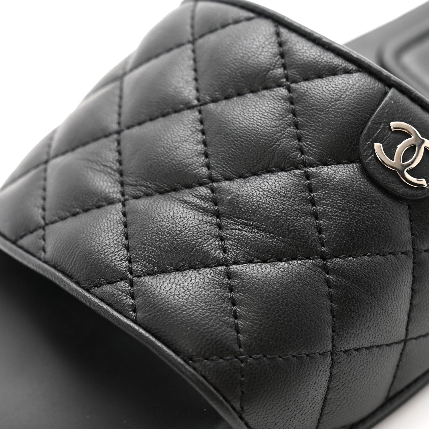 Chanel Lambskin Quilted CC Mules Sandals 40 Black 9 of 10