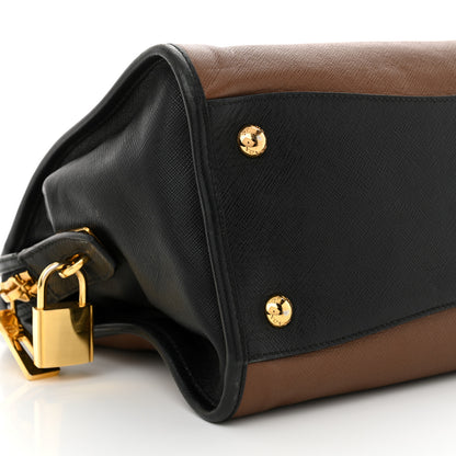Prada Saffiano Soft Bi-Color Tote Palissandro Black 8 of 13