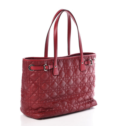 Christian Dior Coated Canvas Cannage Small Panarea Tote Red 3 of 9