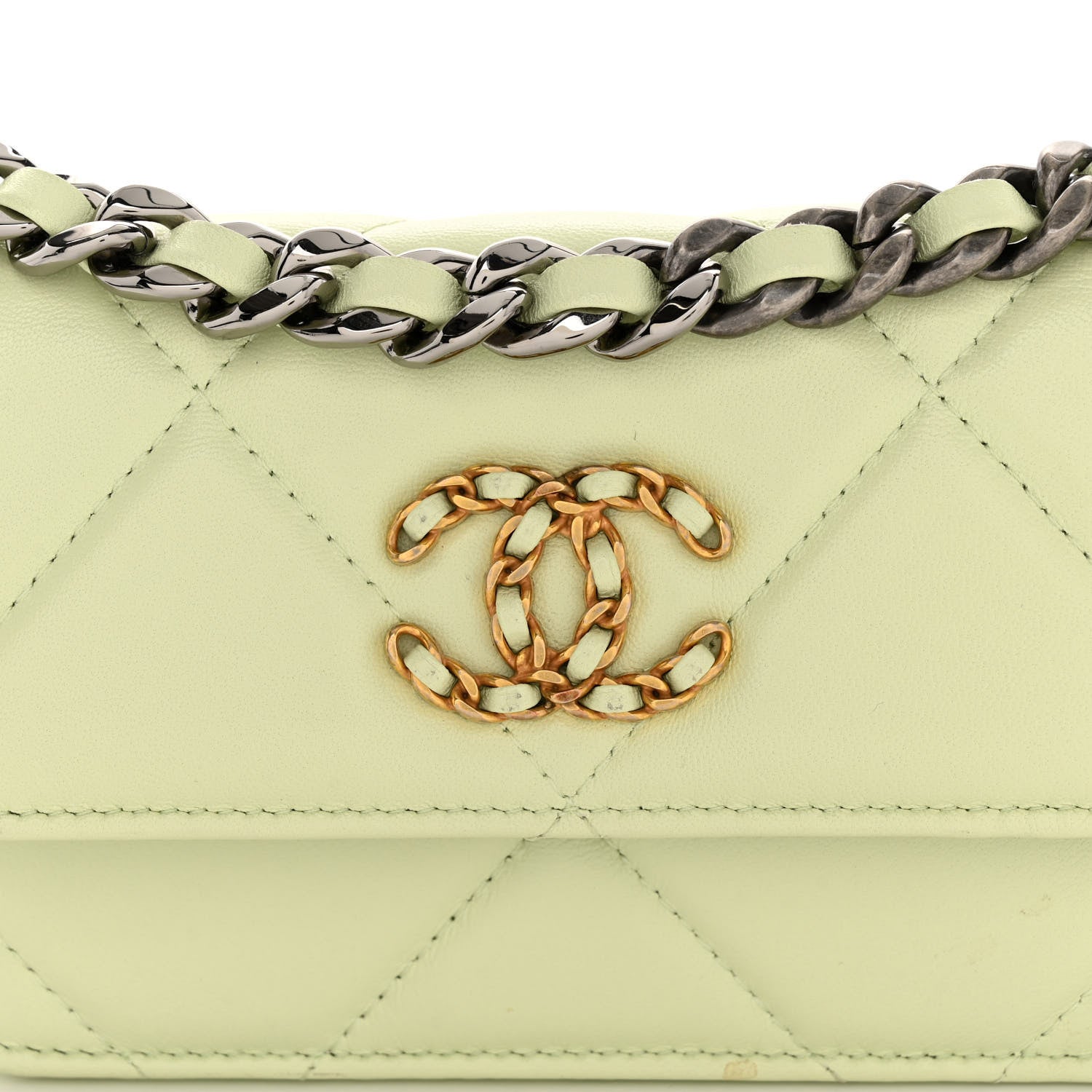 Chanel Lambskin Quilted 19 Clutch With Chain Light Green 9 of 13