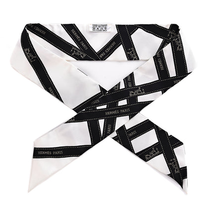 Hermes Silk Bolduc Twilly White Black 1 of 6