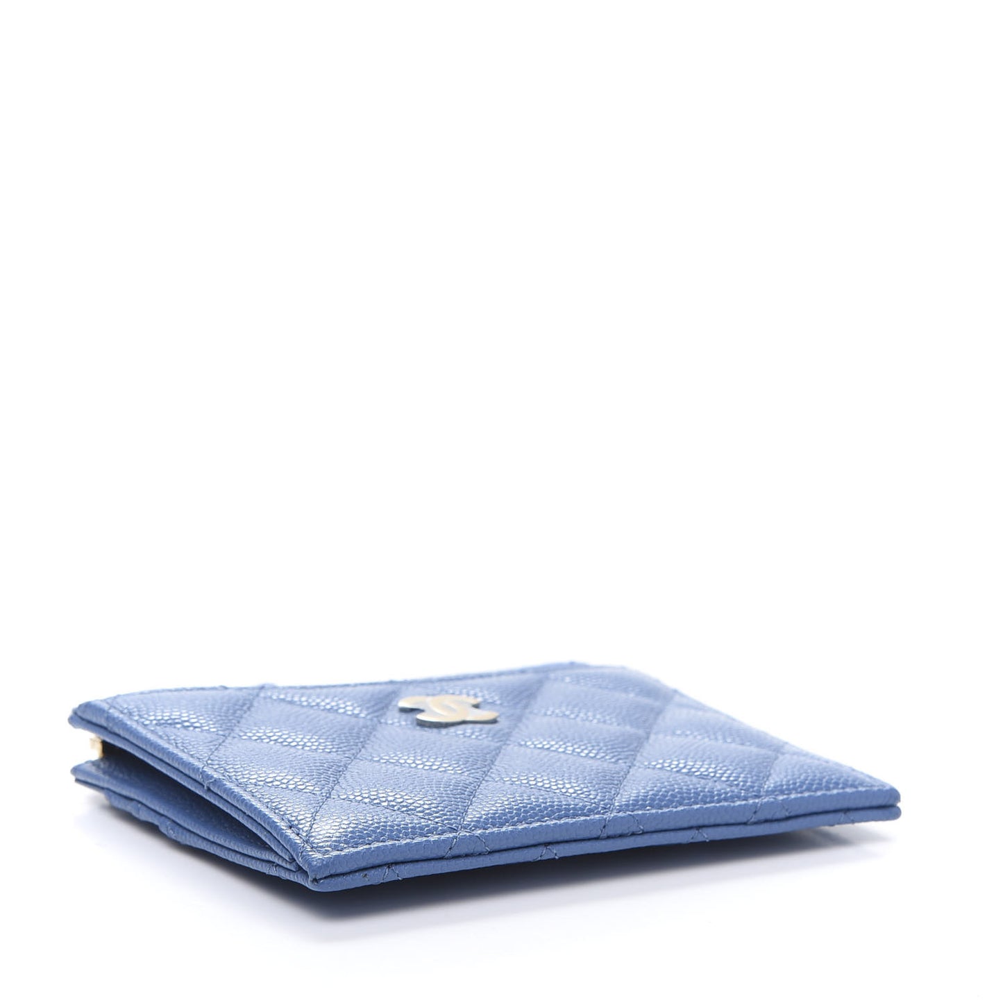 Caviar Quilted CC Zip Card Holder Blue
