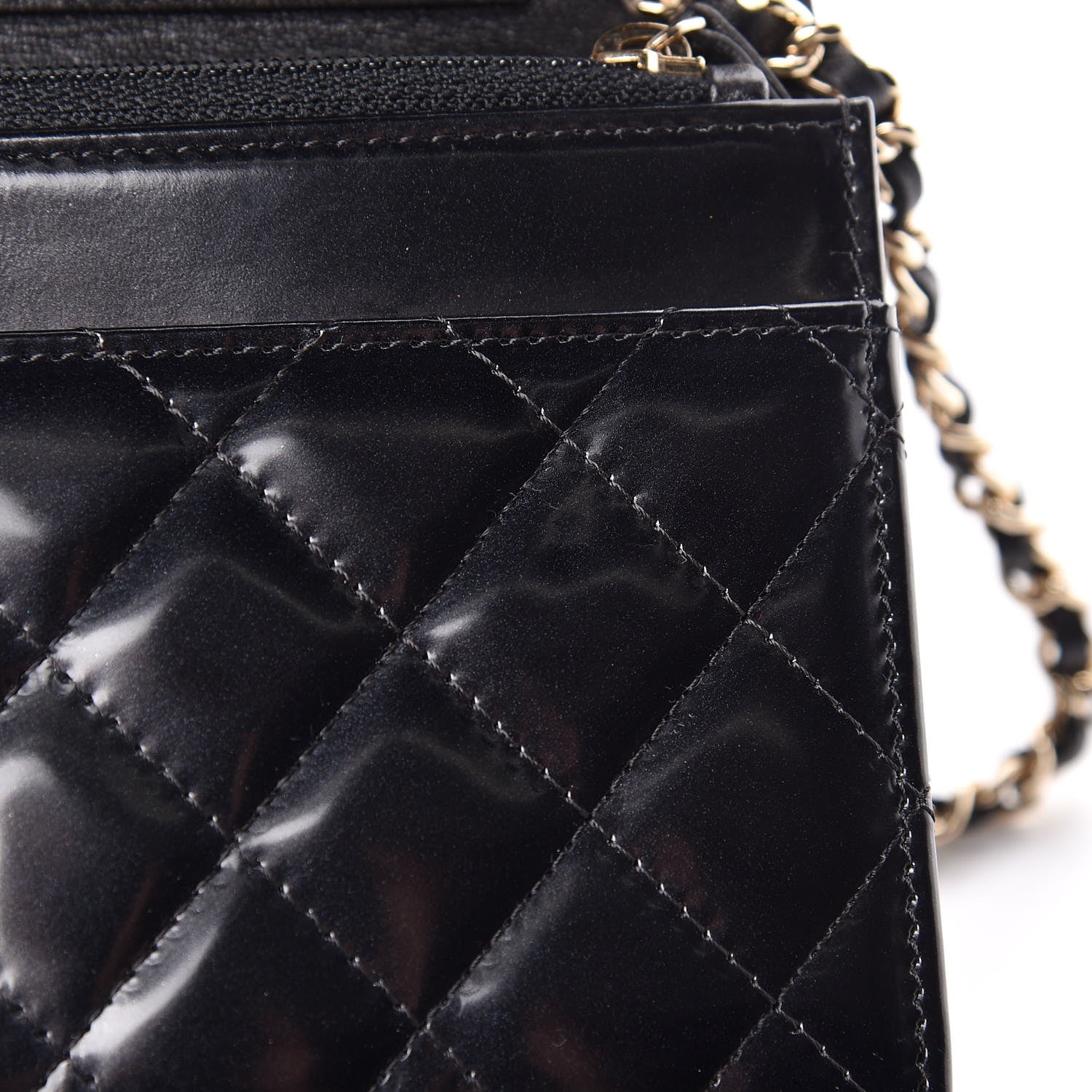 Chanel Glazed Calfskin Quilted Boy Wallet On Chain WOC Black 14 of 14