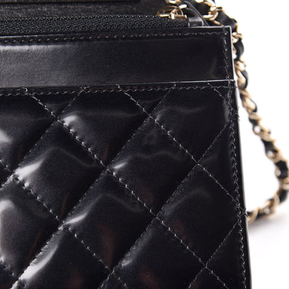 Chanel Glazed Calfskin Quilted Boy Wallet On Chain WOC Black 14 of 14