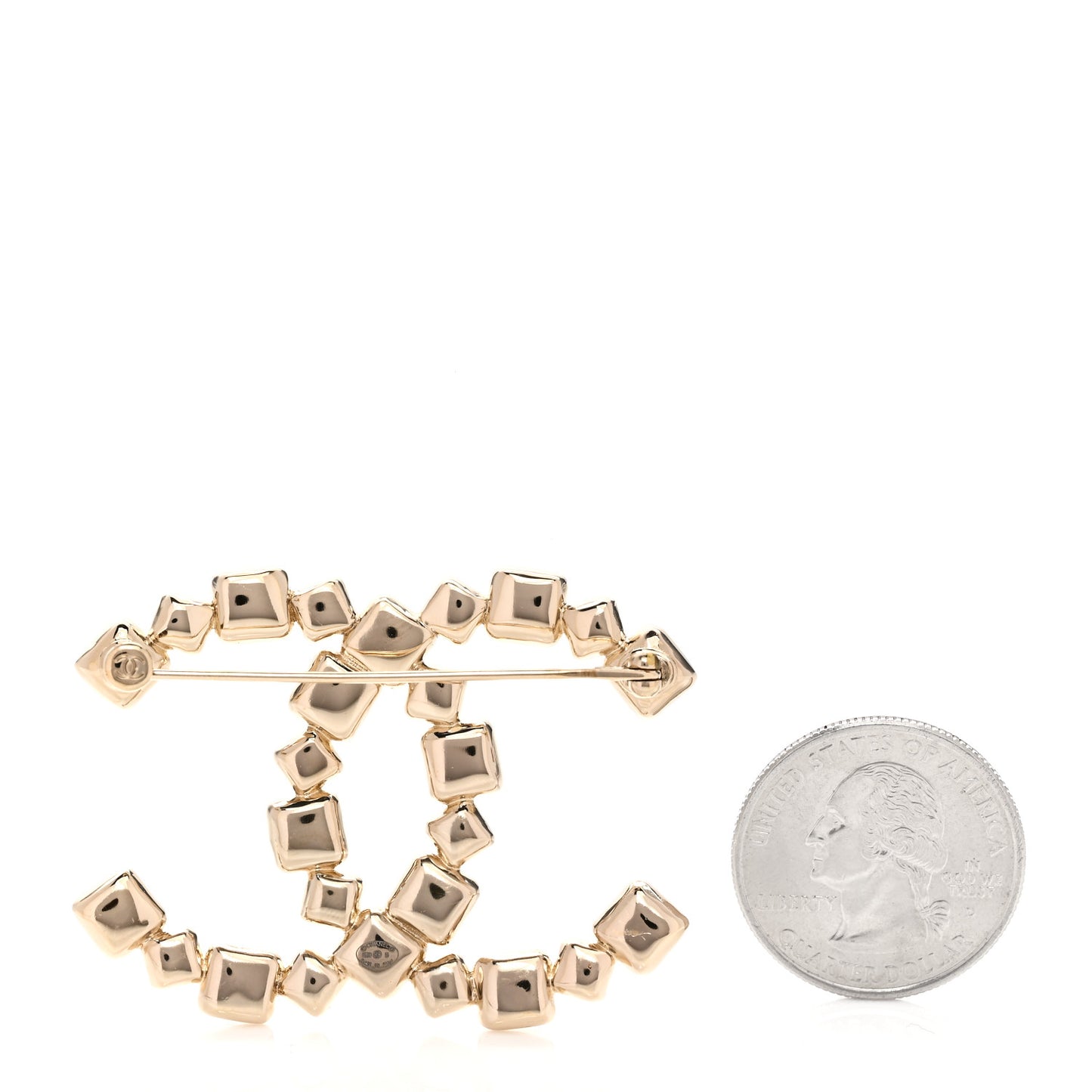 Crystal CC Brooch Gold