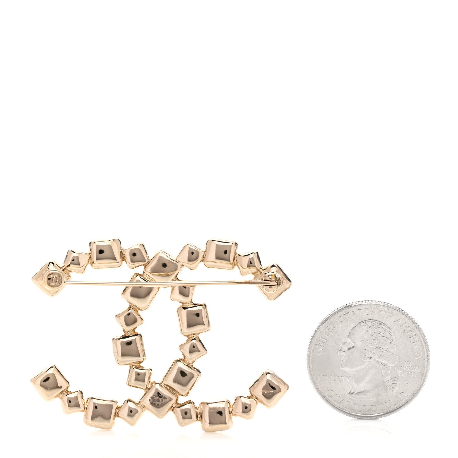 Chanel Crystal CC Brooch Gold 2 of 3