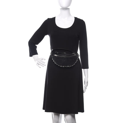 Alexander Wang Patent Tweed Chain Embellished Attica Belt Bag Black 3 of 11