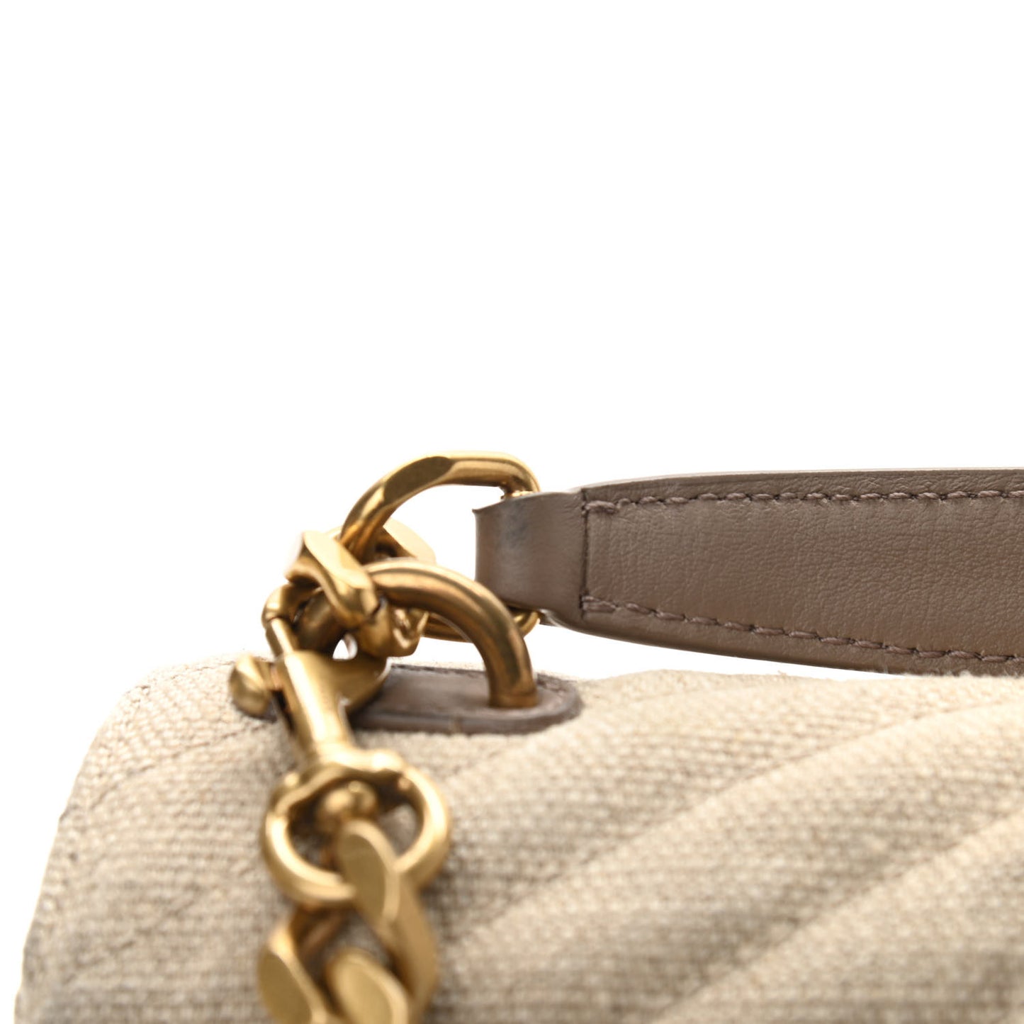 Linen Quilted College Medium Chain Bag Taupe