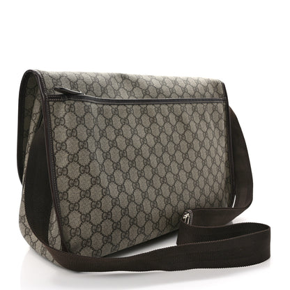Gucci GG Plus Monogram Large Double Buckle Flap Messenger Bag Beige Dark Brown 2 of 9