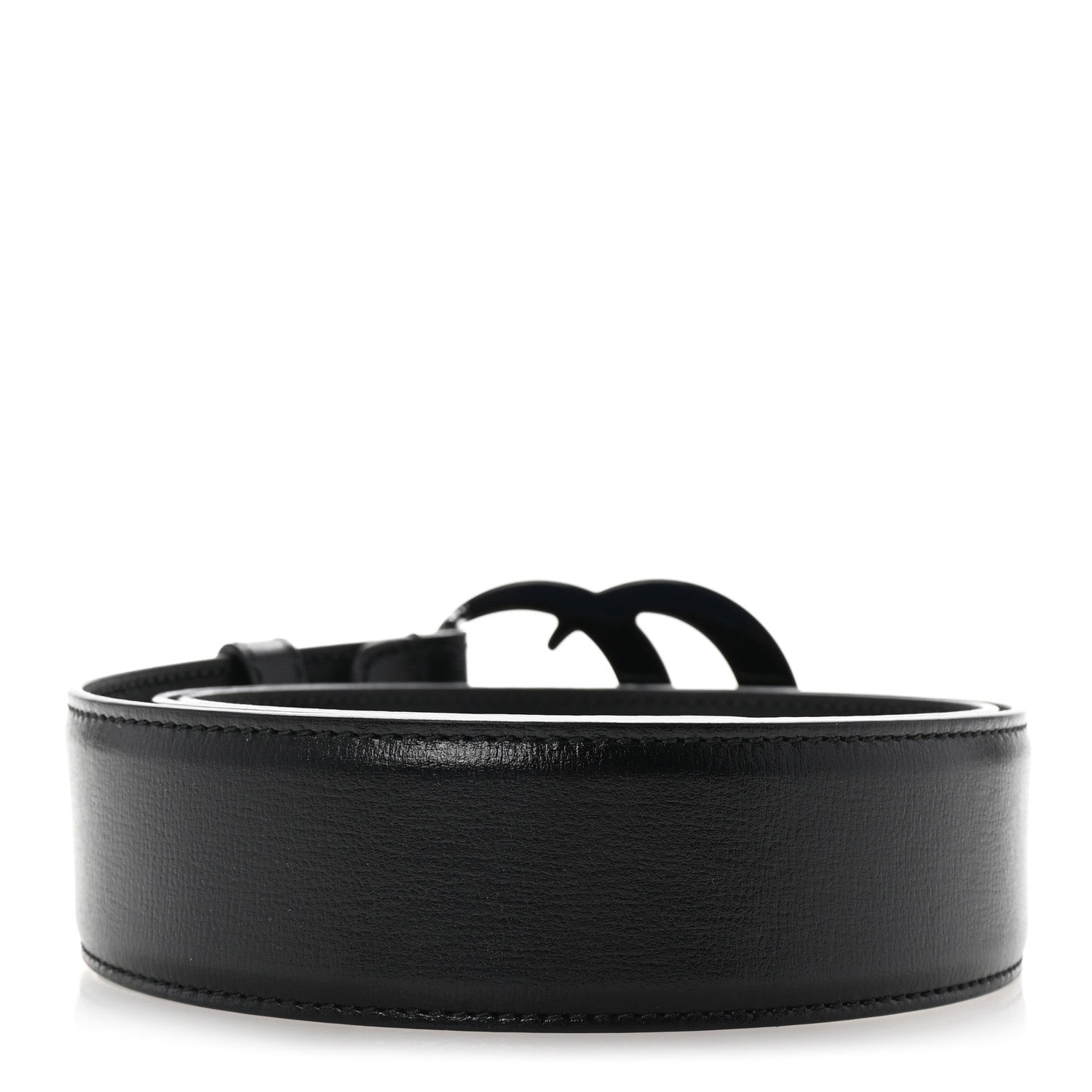 Gucci Azalea Calfskin Enamel Monochrome Double G 40mm Belt 90 36 Black 2 of 6