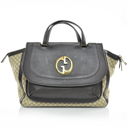 Gucci Diamante Cellarius Calfskin Medium 1973 Top Handle Bag Beige Ebony Cocoa 1 of 10