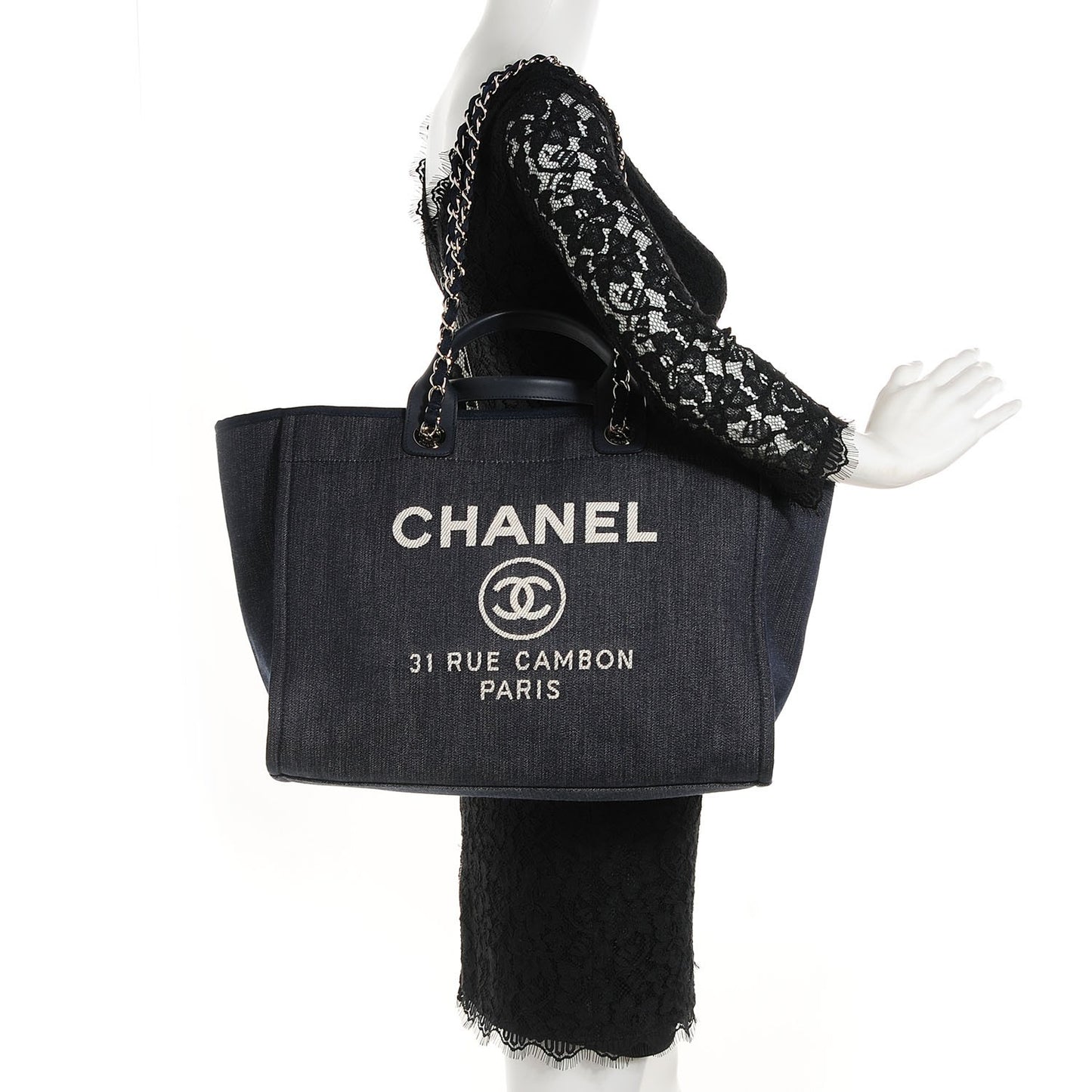Canvas Large Deauville Tote Dark Blue