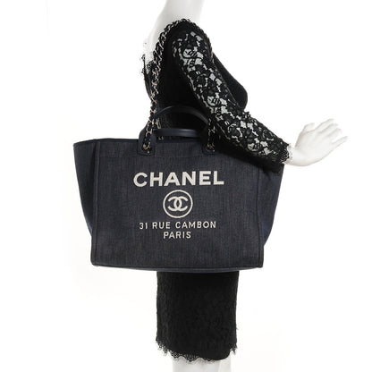 Chanel Canvas Large Deauville Tote Dark Blue 2 of 8