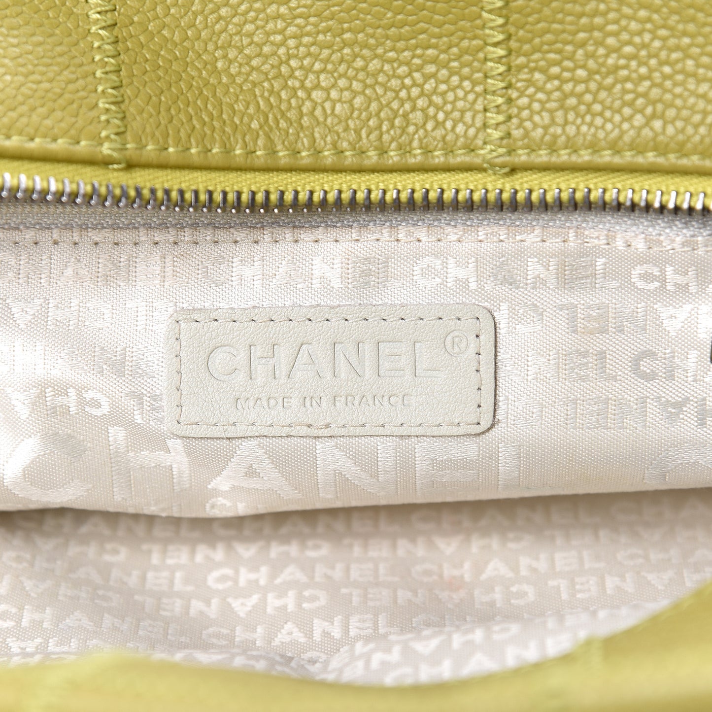 Caviar Square Stitched Tote Chartreuse