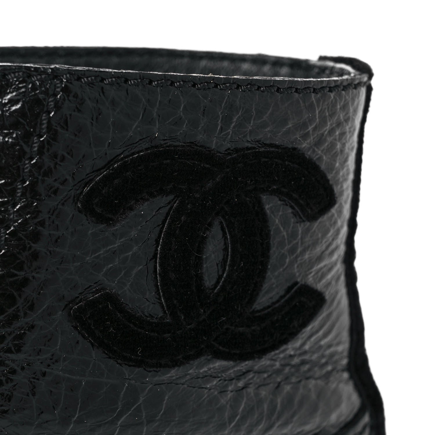 Chanel Shiny Calfskin Velvet Pearl Combat Short Boots 38.5 Black 12 of 13