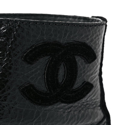 Chanel Shiny Calfskin Velvet Pearl Combat Short Boots 38.5 Black 12 of 13